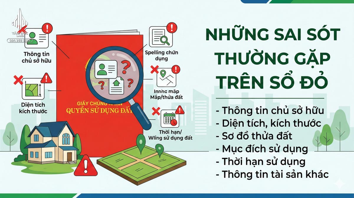 Đất có sai sót thông tin trên sổ xử lý thế nào | Đức BĐS Ninh Bình 2 Những sai sót thường gặp trên sổ đỏ