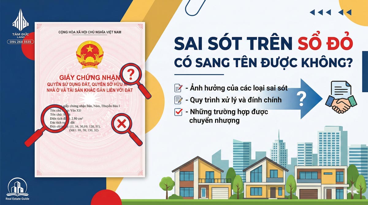 Đất có sai sót thông tin trên sổ xử lý thế nào | Đức BĐS Ninh Bình 3 Sai sót trên sổ đỏ có sang tên được không?
