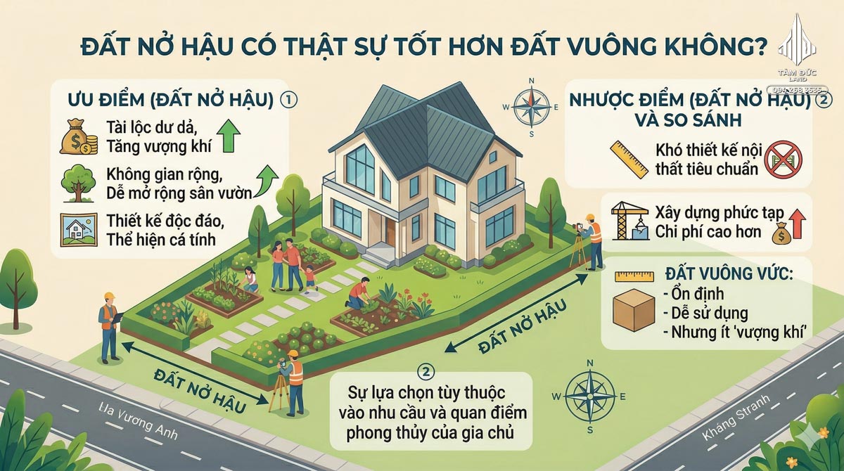 Đất nở hậu có thật sự tốt hơn đất vuông không