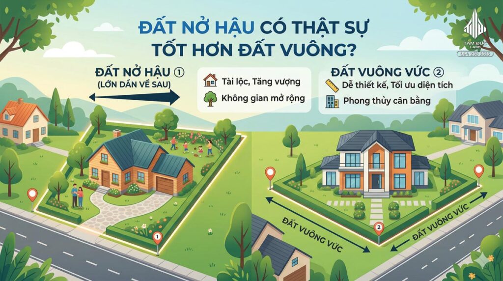 Đất nở hậu có thật sự tốt hơn đất vuông không