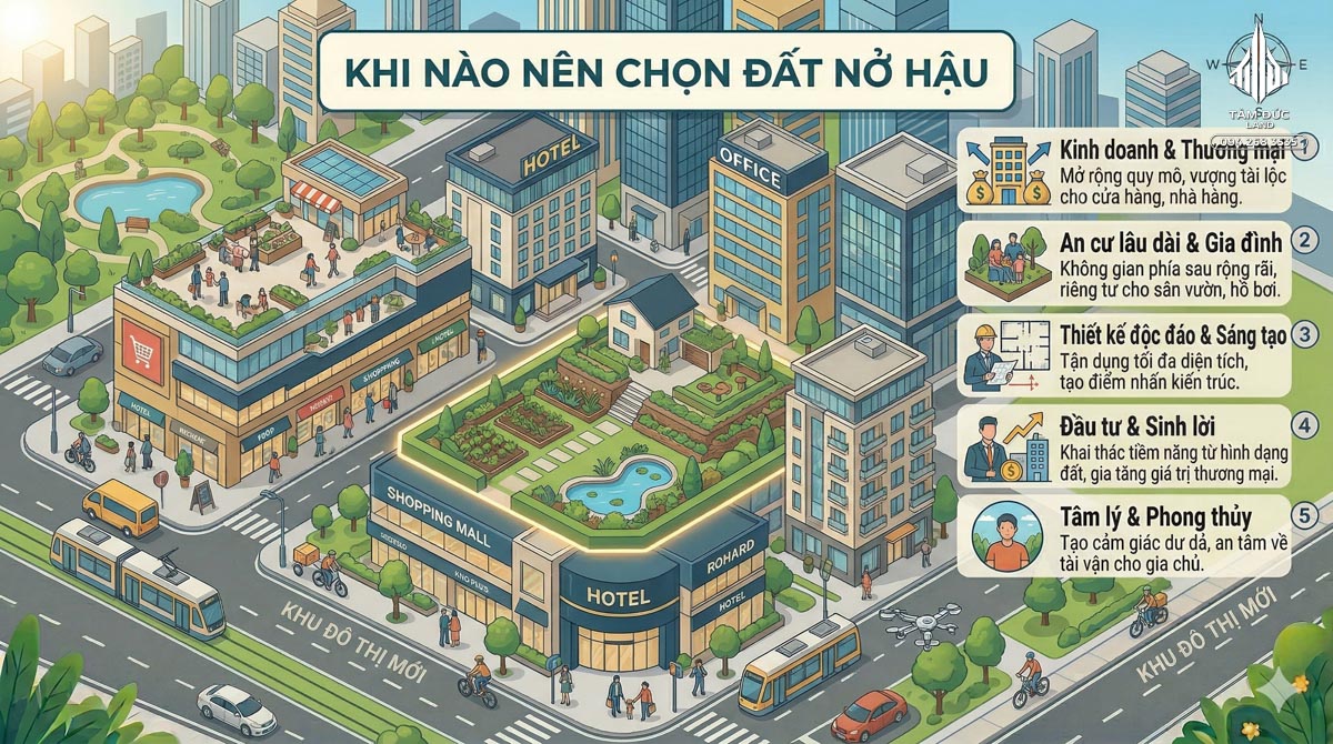 Đất nở hậu có thật sự tốt hơn đất vuông không