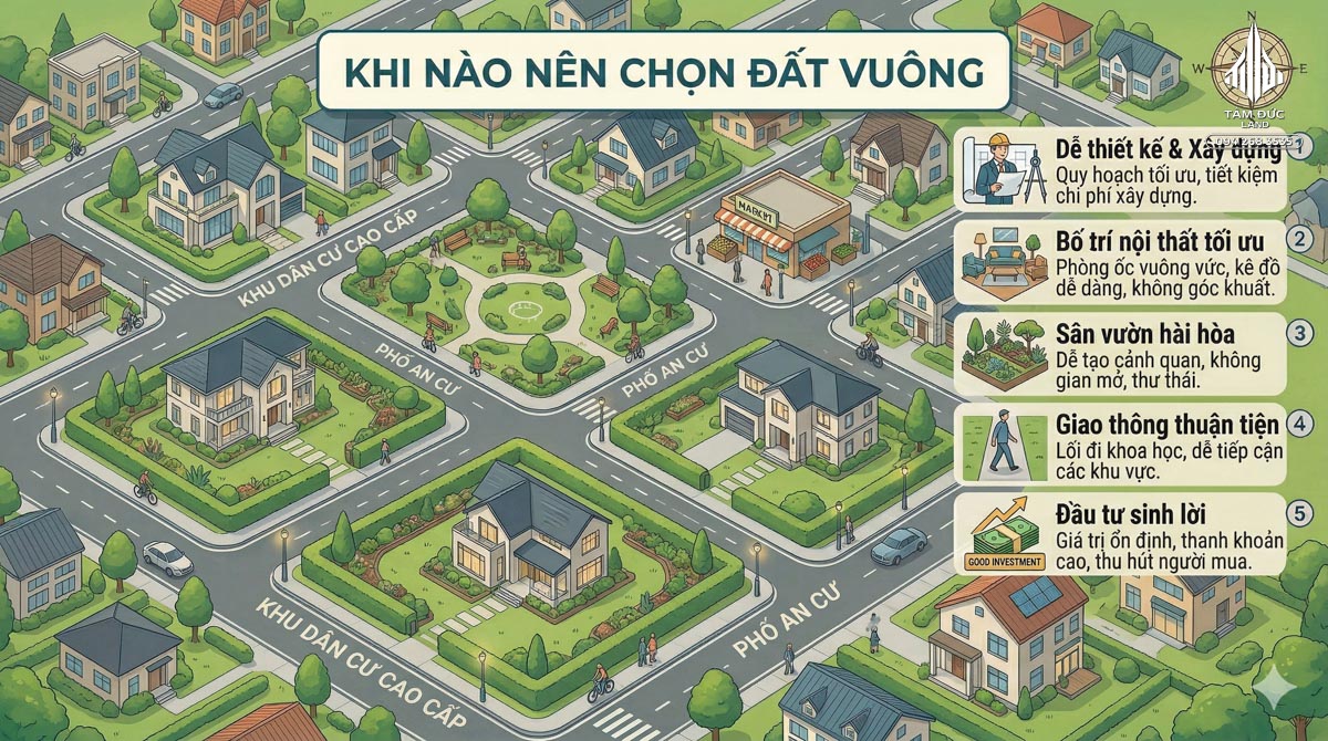 Đất nở hậu có thật sự tốt hơn đất vuông không