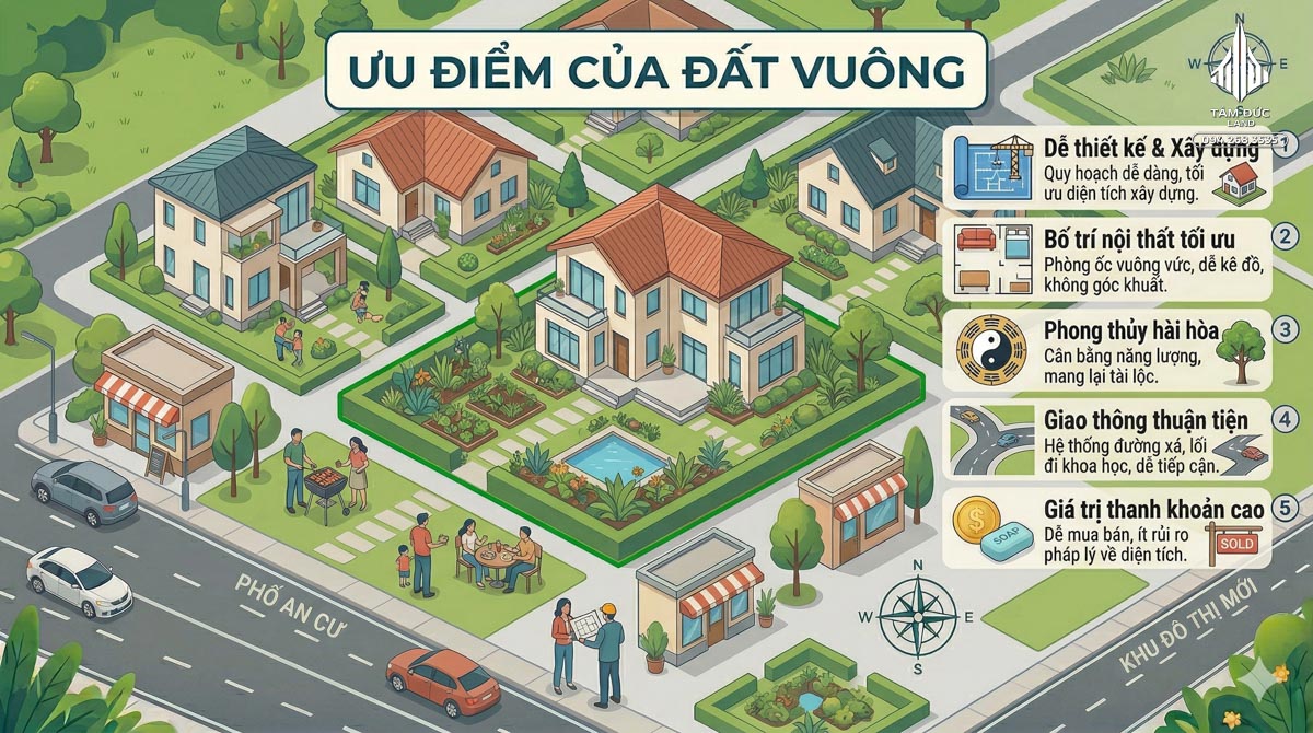 Đất nở hậu có thật sự tốt hơn đất vuông không