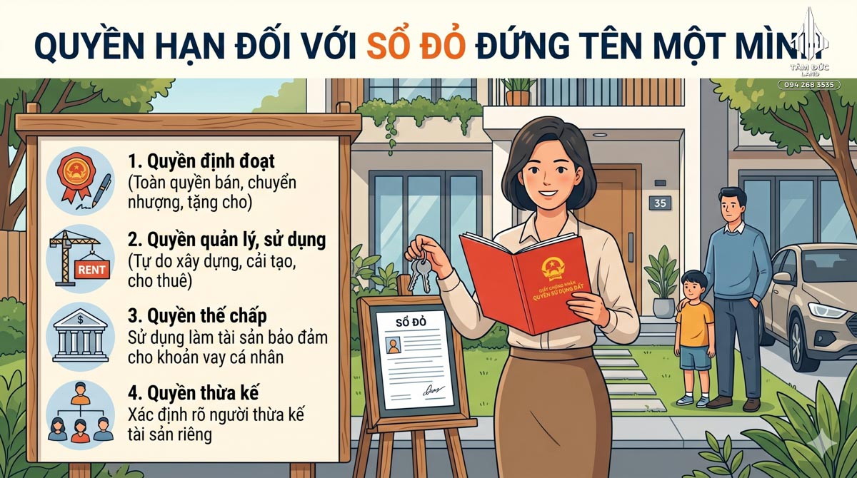 Đứng tên sổ đỏ một mình khi đã kết hôn có được không?