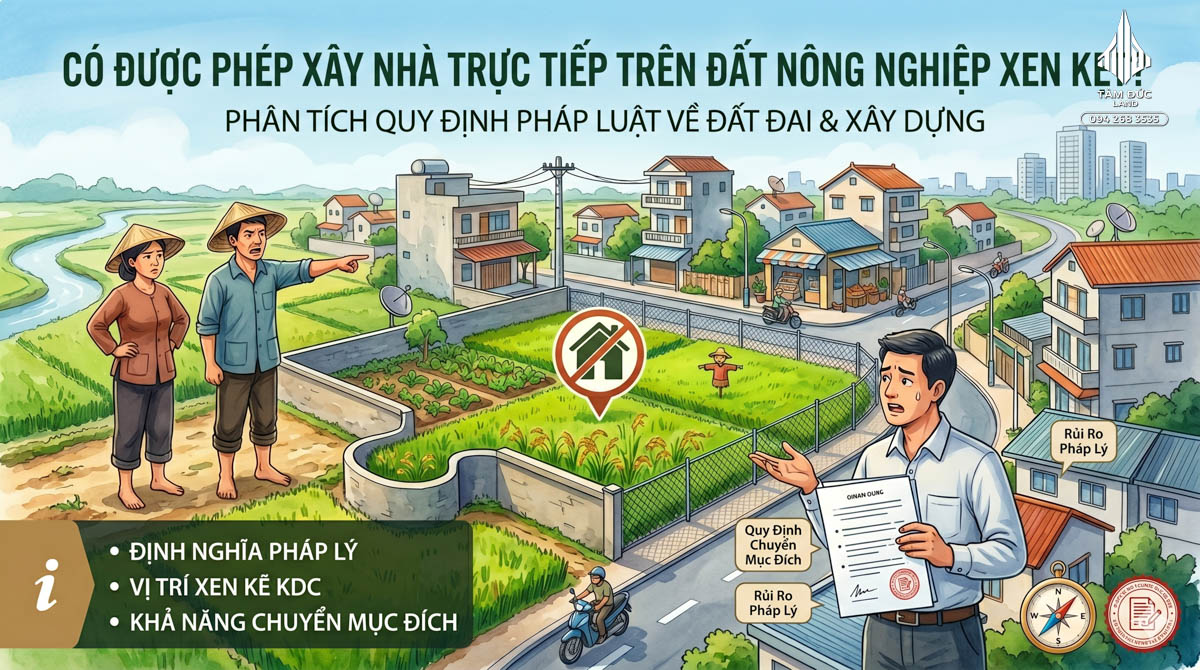 Đất nông nghiệp xen kẹt trong khu dân cư có được xin phép xây nhà?