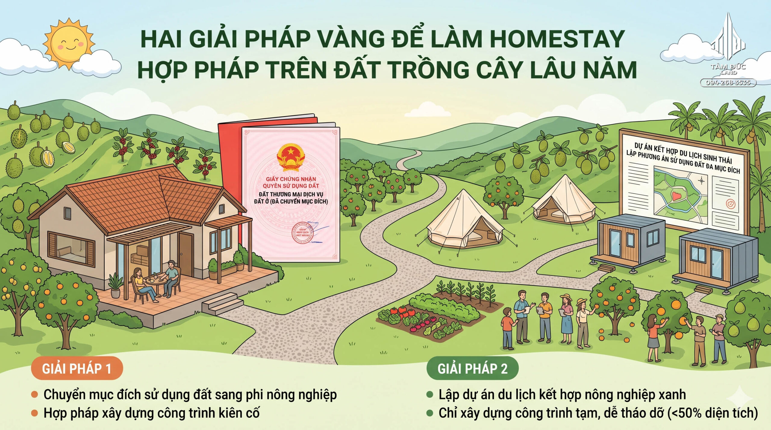 Đất trồng cây lâu năm có làm homestay được không?