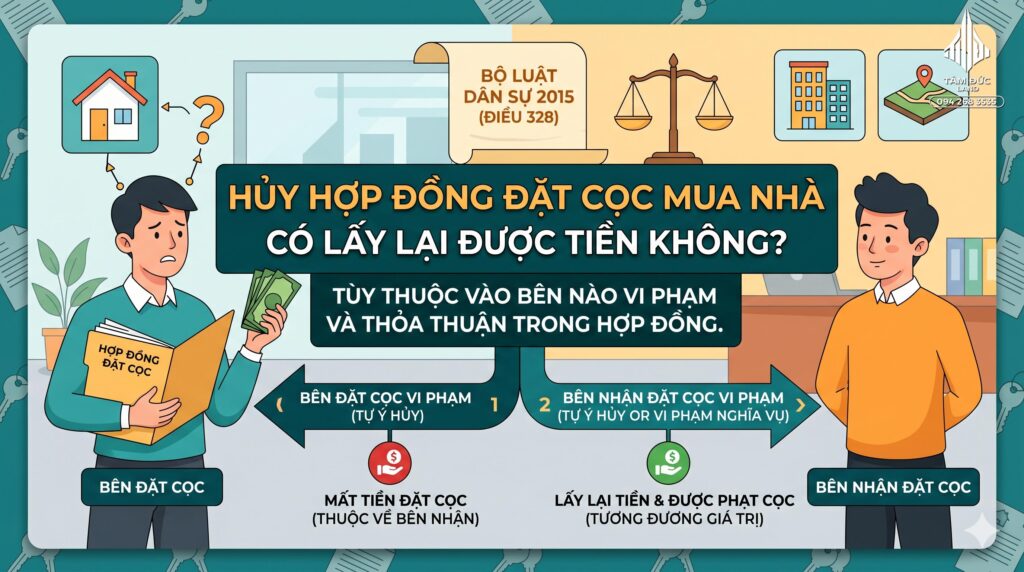 Hủy hợp đồng đặt cọc mua nhà có lấy lại được tiền không?
