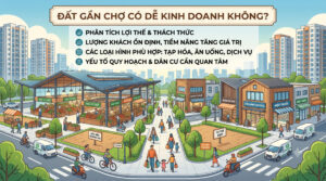 Market scene with business considerations.